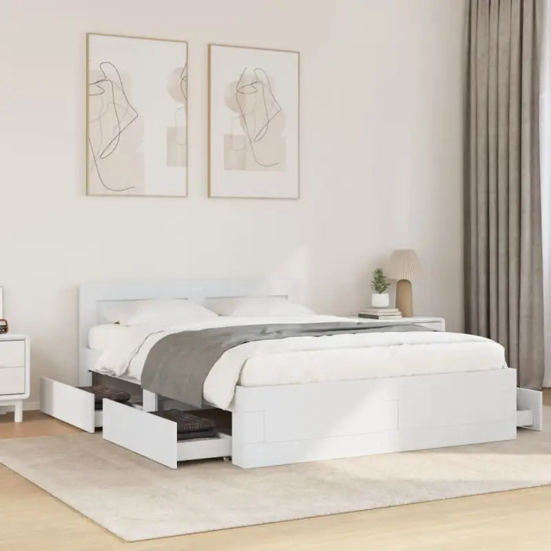 Bedframe van bewerkt hout voor een comfortabele slaapkamer - Wit / 120 x 200 cm - Bedden & bedframes