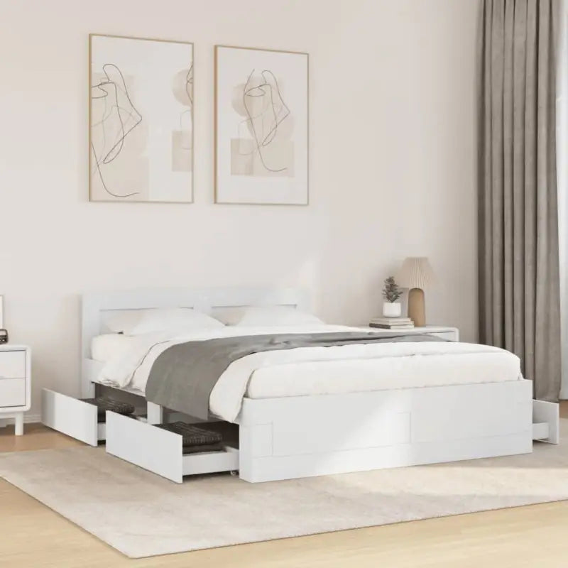 Bedframe van bewerkt hout voor een comfortabele slaapkamer - Wit / 140 x 190 cm - Bedden & bedframes