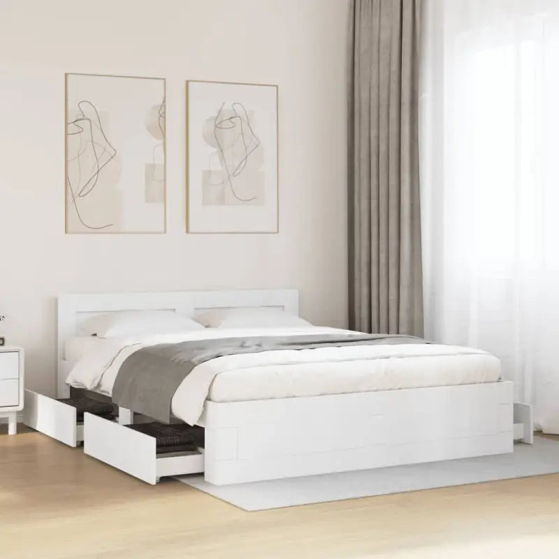 Bedframe van bewerkt hout voor een comfortabele slaapkamer - Wit / 160 x 200 cm - Bedden & bedframes