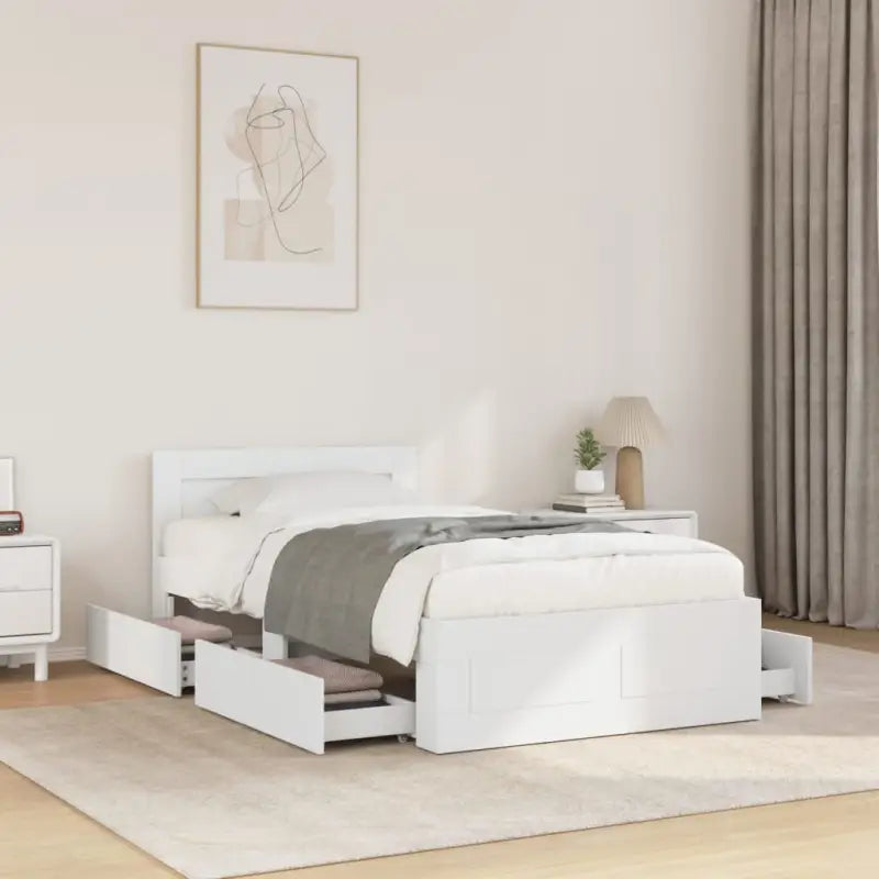 Bedframe van bewerkt hout voor een comfortabele slaapkamer - Wit / 90 x 190 cm - Bedden & bedframes