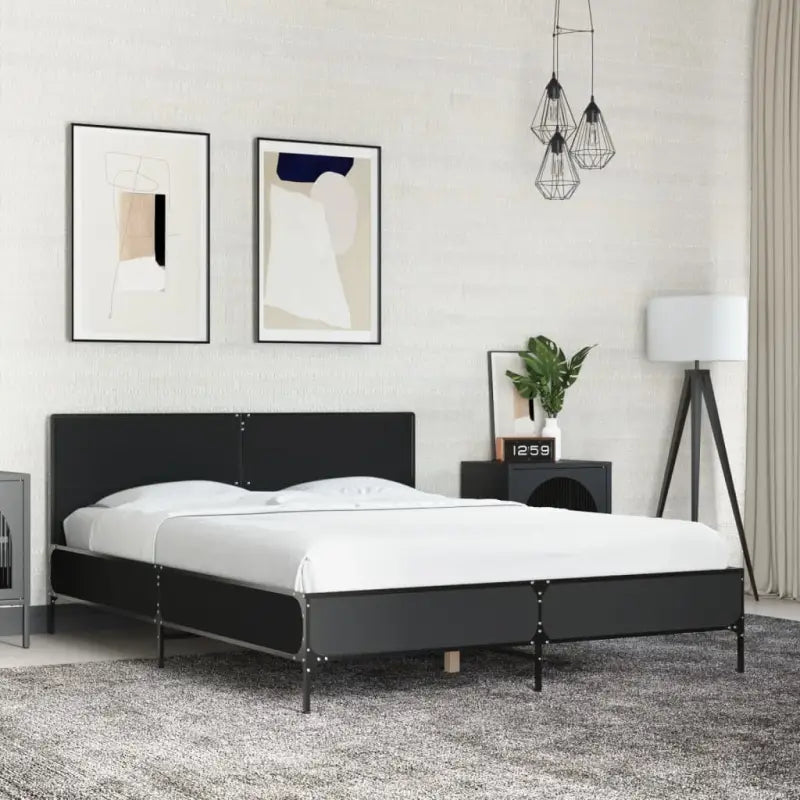 Bedframe van bewerkt hout voor een stabiele en duurzame slaapruimte - Zwart / 120 x 190 cm - Bedden & bedframes
