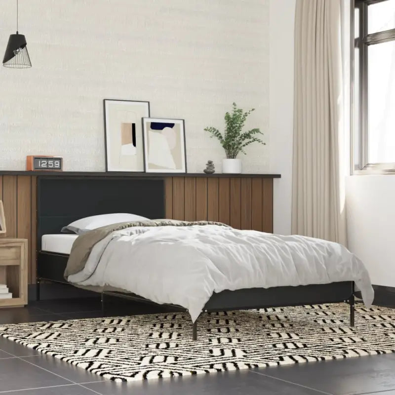 Bedframe van bewerkt hout voor een stabiele en duurzame slaapruimte - Zwart / 90 x 200 cm - Bedden & bedframes