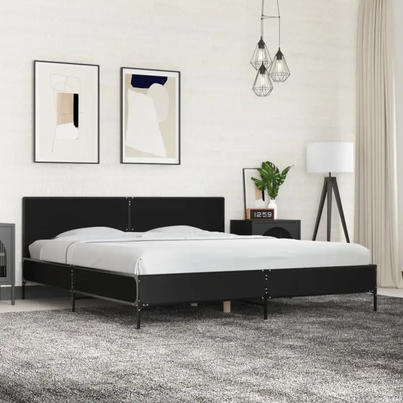 Bedframe van bewerkt hout voor een stabiele en duurzame slaapruimte - Zwart / 200 x 200 cm - Bedden & bedframes