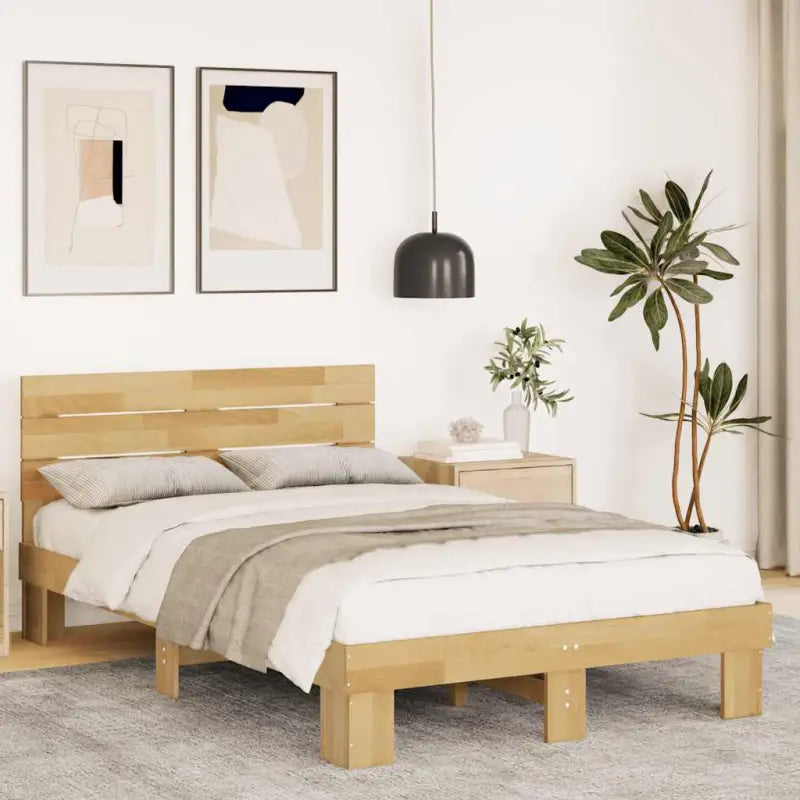 Bedframe van massief eikenhout met extra opbergruimte voor een goede nachtrust - 120 x 200 cm - Bedden & bedframes