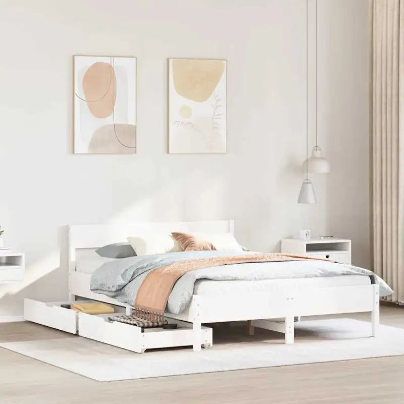 Bedframe van massief grenenhout in wit materiaal voor een goede nachtrust - Wit / 120 x 190 cm - Bedden & bedframes