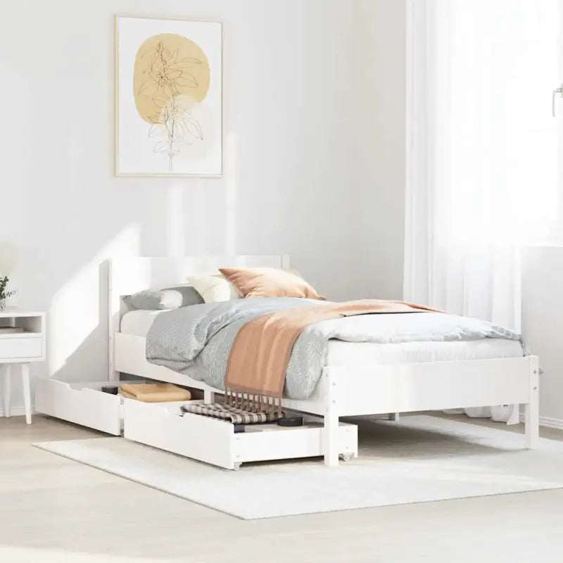 Bedframe van massief grenenhout in wit materiaal voor een goede nachtrust - Wit / 100 x 200 cm - Bedden & bedframes