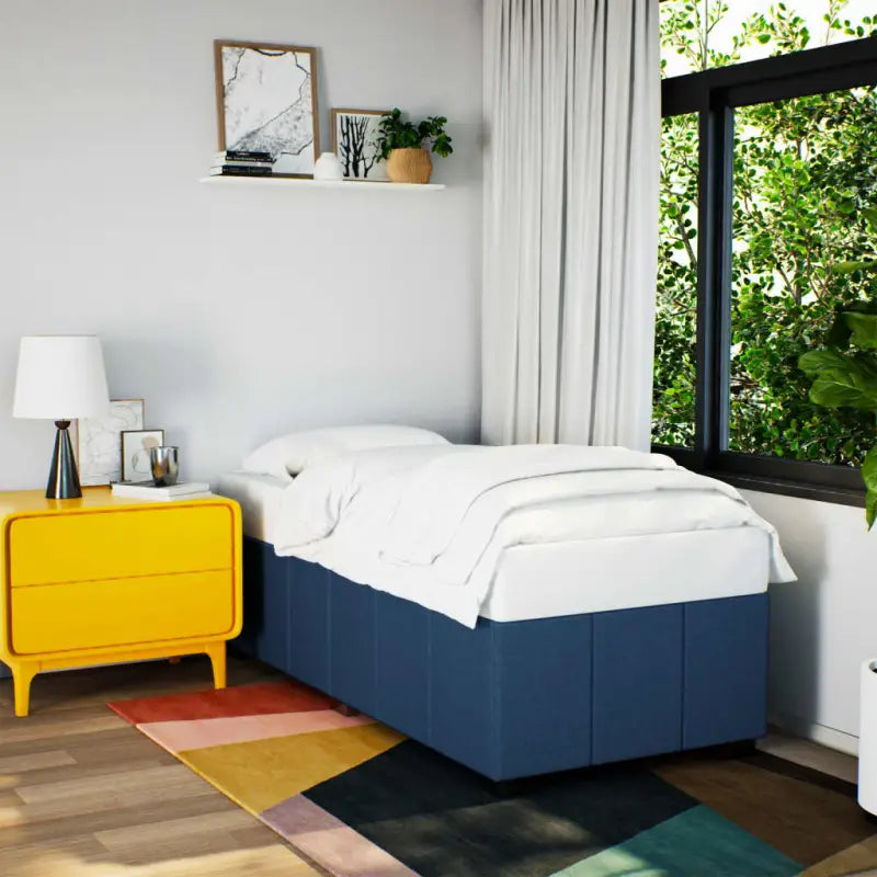 Bedframe van massief grenenhout met ademend vermogen en zacht polyesterweefsel - Blauw / 90 x 200 cm - Bedden &