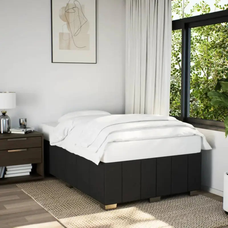 Bedframe van massief grenenhout met ademend vermogen en zacht polyesterweefsel - Zwart / 120 x 200 cm - Bedden &