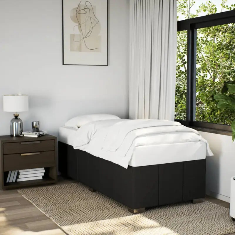 Bedframe van massief grenenhout met ademend vermogen en zacht polyesterweefsel - Zwart / 90 x 200 cm - Bedden &