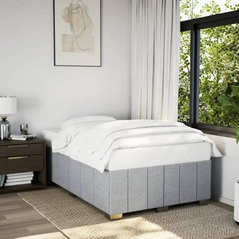 Bedframe van massief grenenhout met ademend vermogen en zacht polyesterweefsel - Lichtgrijs / 120 x 200 cm - Bedden &