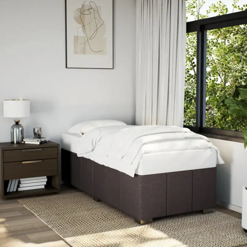 Bedframe van massief grenenhout met ademend vermogen en zacht polyesterweefsel - Donkerbruin / 90 x 190 cm - Bedden &
