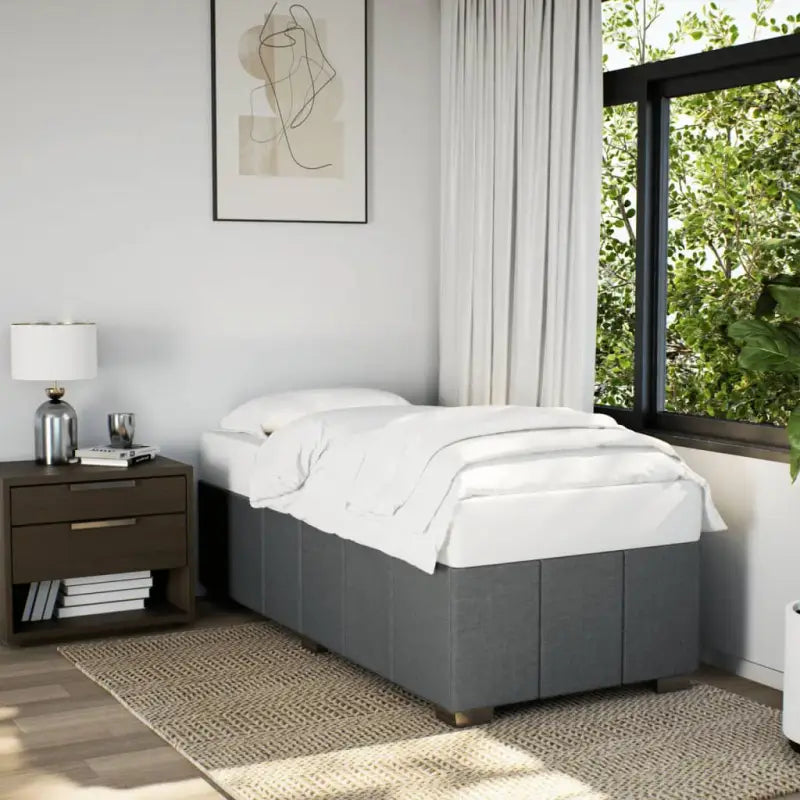 Bedframe van massief grenenhout met ademend vermogen en zacht polyesterweefsel - Donkergrijs / 90 x 200 cm - Bedden &