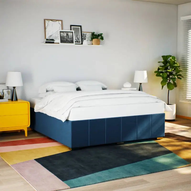 Bedframe van massief grenenhout met ademend vermogen en zacht polyesterweefsel - Blauw / 200 x 200 cm - Bedden &