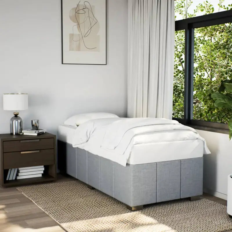 Bedframe van massief grenenhout met ademend vermogen en zacht polyesterweefsel - Lichtgrijs / 80 x 200 cm - Bedden &