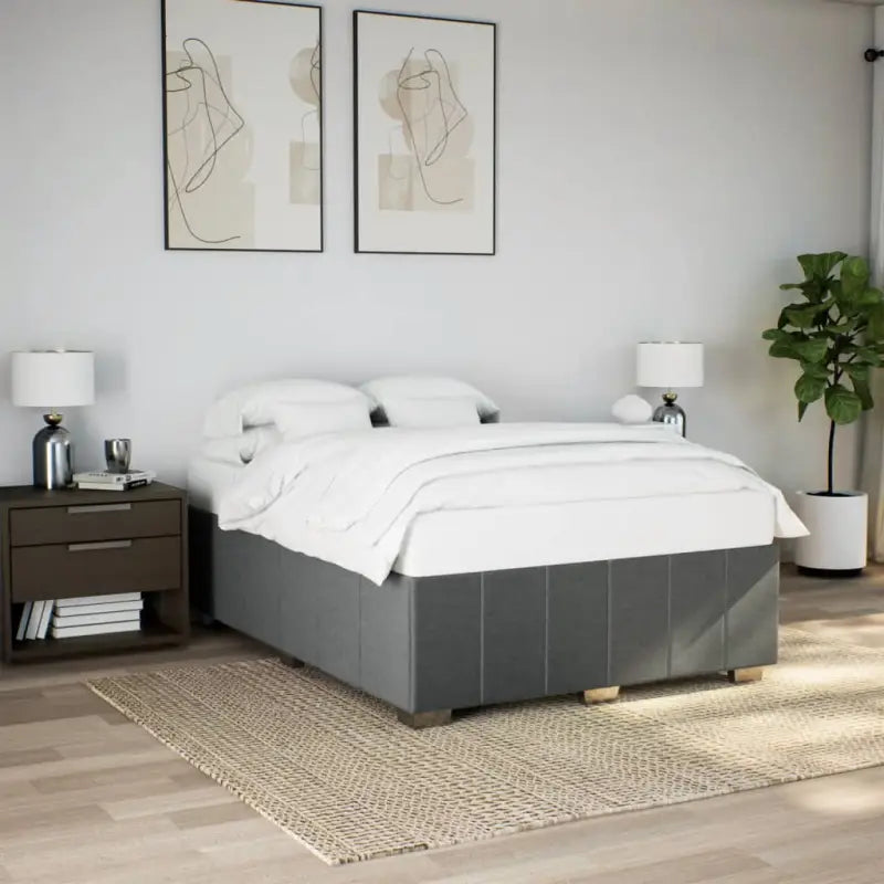 Bedframe van massief grenenhout met ademend vermogen en zacht polyesterweefsel - Donkergrijs / 160 x 200 cm - Bedden &