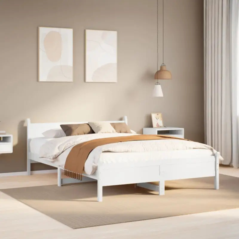 Bedframe van massief grenenhout met extra opbergruimte voor je slaapkamer - Wit / 120 x 190 cm - Bedden & bedframes