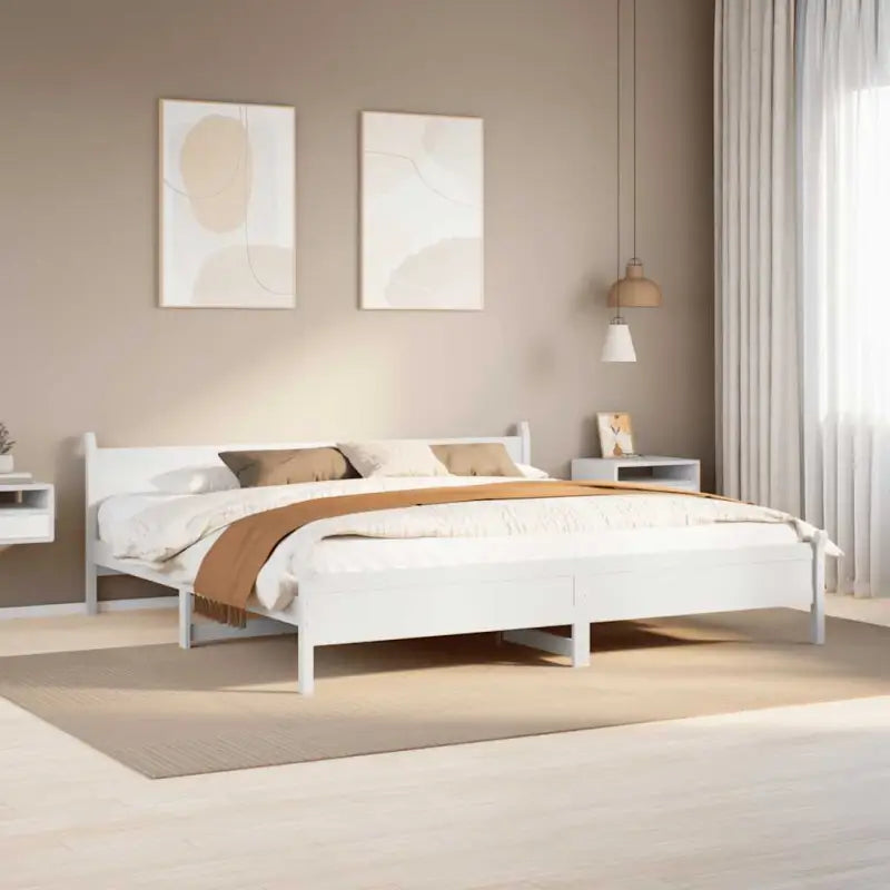 Bedframe van massief grenenhout met extra opbergruimte voor je slaapkamer - Wit / 200 x 200 cm - Bedden & bedframes