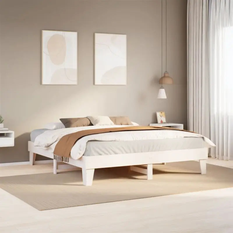 Bedframe van massief grenenhout met extra opbergruimte voor elke slaapkamer - Wit / 200 x 200 cm - Bedden & bedframes