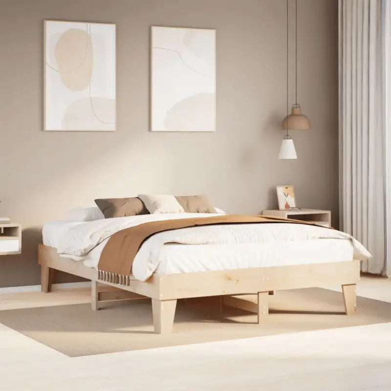 Bedframe van massief grenenhout met extra opbergruimte voor elke slaapkamer - Naturel / 140 x 200 cm - Bedden &