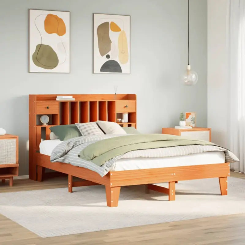 Bedframe van massief grenenhout met extra opbergruimte - Wasbruin / 160 x 200 cm - Bedden & bedframes