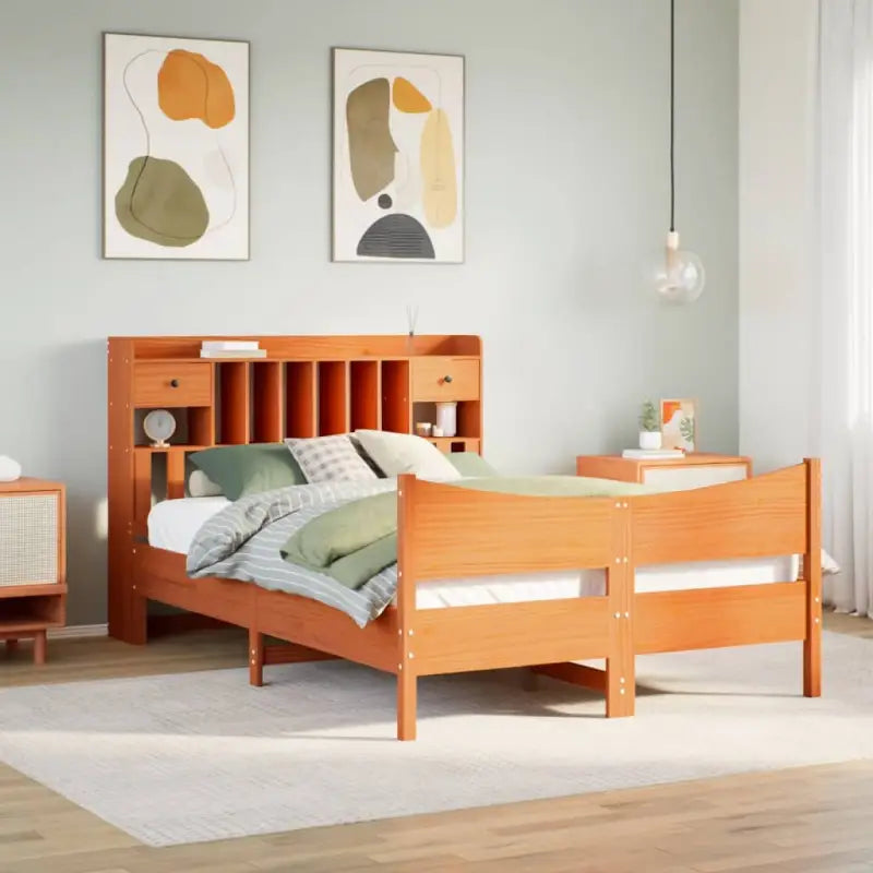 Bedframe van massief grenenhout met extra opbergruimte - Wasbruin / 160 x 200 cm - Bedden & bedframes