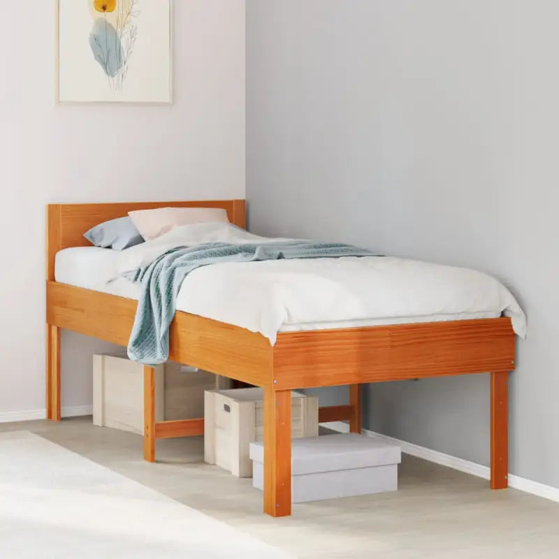 Bedframe van massief grenenhout met extra opbergruimte - Wasbruin / 80 x 200 cm - Bedden & bedframes