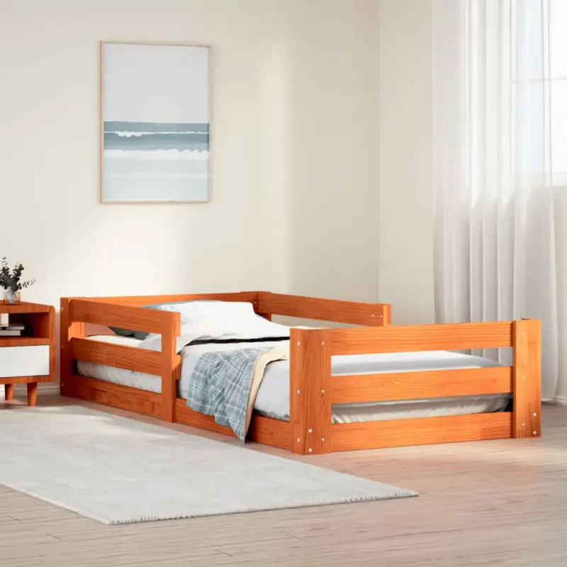Bedframe van massief grenenhout met extra opbergruimte - Wasbruin / 90 x 190 cm - Bedden & bedframes