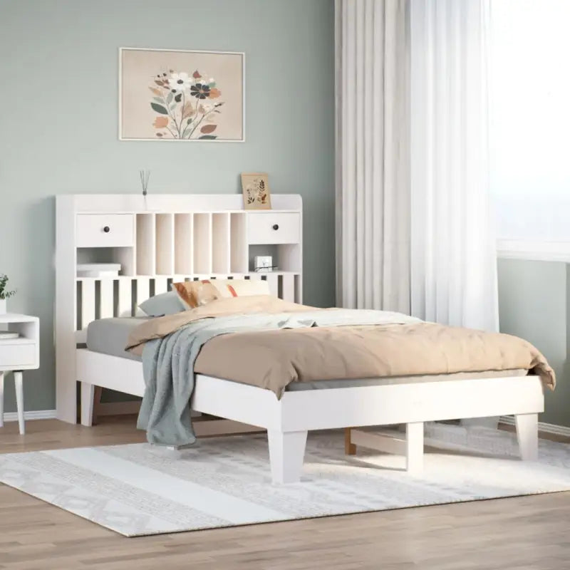 Bedframe van massief grenenhout met extra opbergruimte - Wit / 135 x 190 cm - Bedden & bedframes