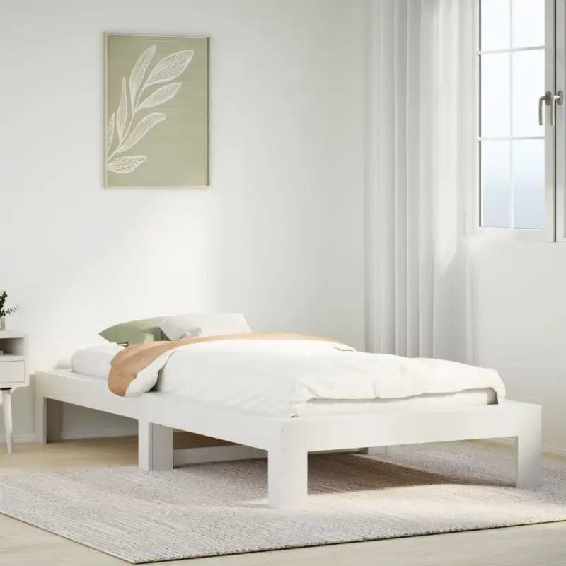 Bedframe van massief grenenhout met extra opbergruimte - Wit / 75 x 190 cm - Bedden & bedframes