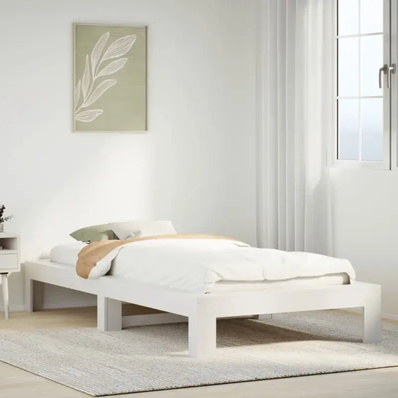 Bedframe van massief grenenhout met extra opbergruimte - Wit / 90 x 190 cm - Bedden & bedframes