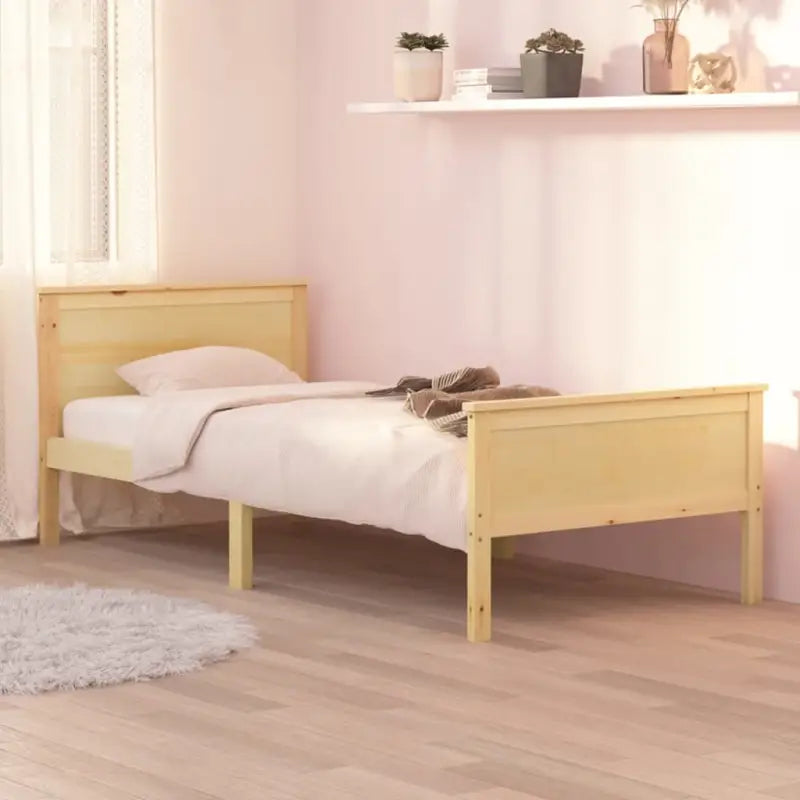 Bedframe van massief grenenhout met tijdloos en eenvoudig ontwerp - Bruin / 100 x 200 cm - Bedden & bedframes