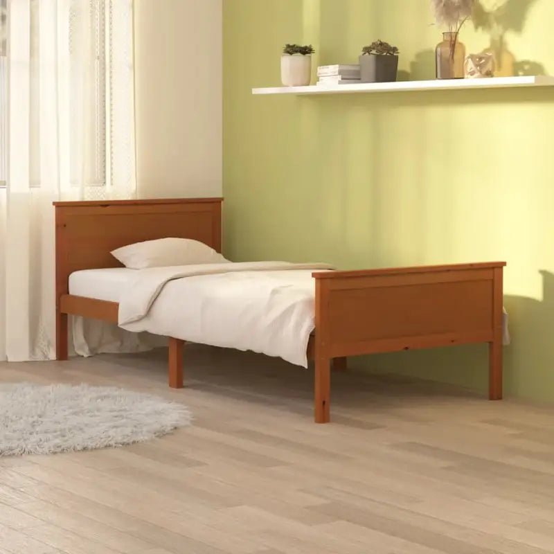 Bedframe van massief grenenhout met tijdloos en eenvoudig ontwerp - Honingbruin / 100 x 200 cm - Bedden & bedframes
