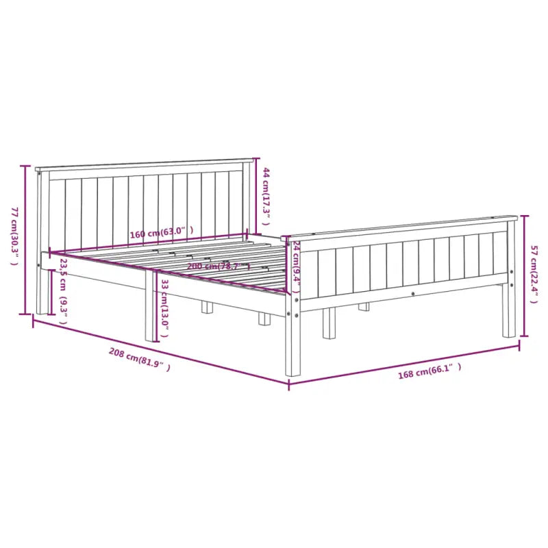 Bedframe van massief grenenhout met tijdloos en eenvoudig ontwerp - Bedden & bedframes