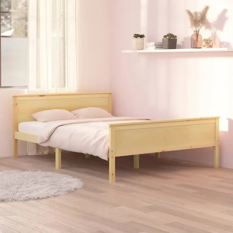 Bedframe van massief grenenhout met tijdloos en eenvoudig ontwerp - Naturel / 140 x 200 cm - Bedden & bedframes