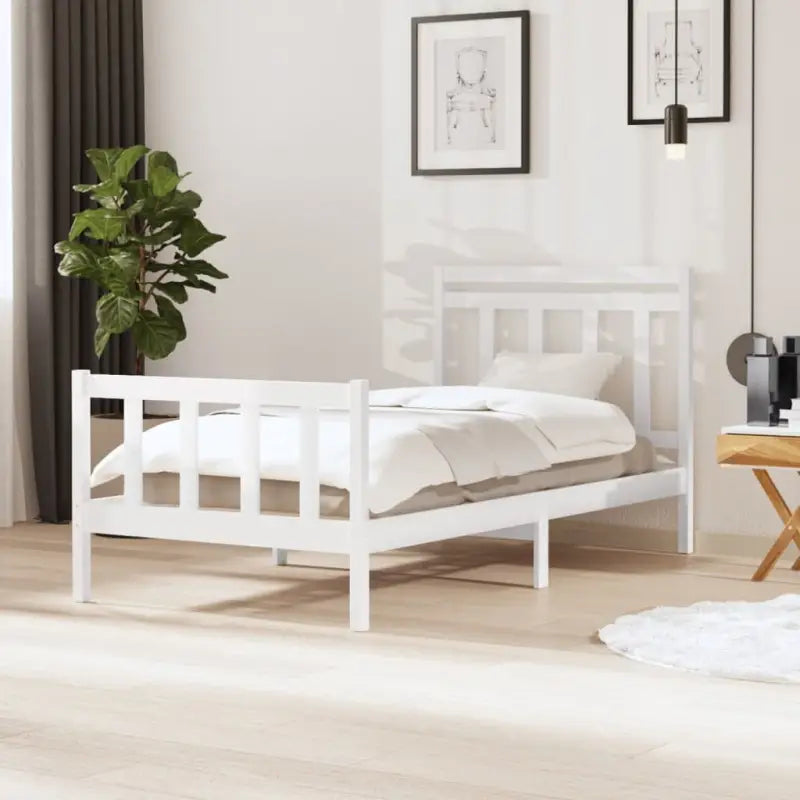 Bedframe van massief grenenhout met tijdloos ontwerp voor de slaapkamer - Wit / 100 x 200 cm - Bedden & bedframes