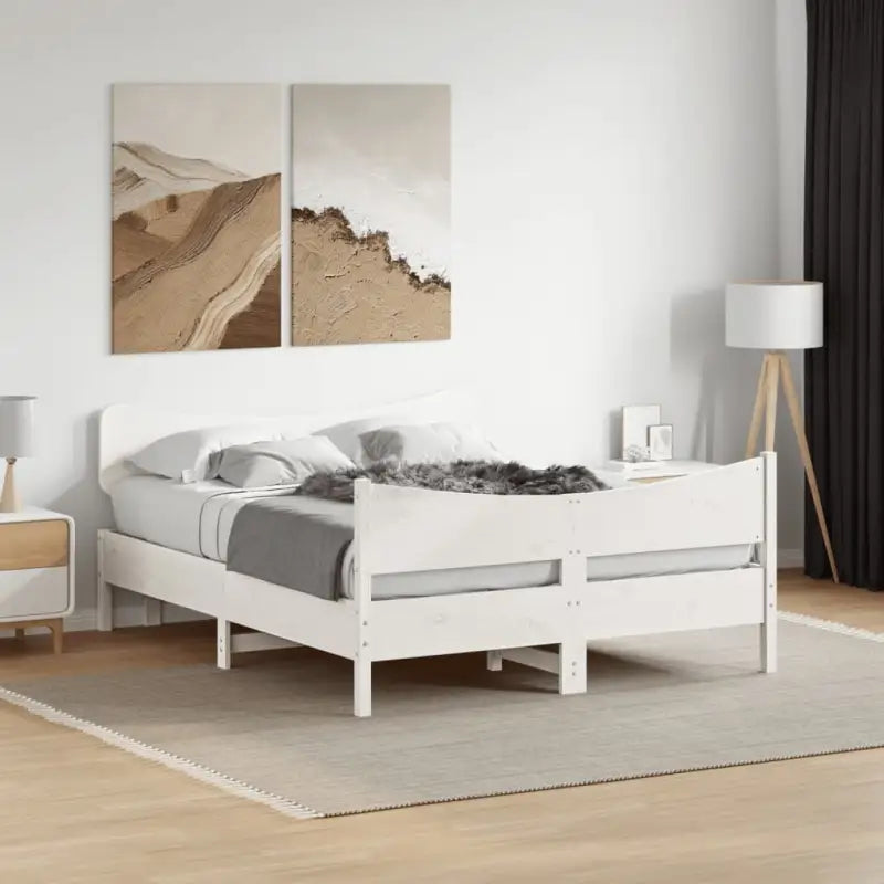 Bedframe van massief grenenhout voor een goede nachtrust - Wit / 135 x 190 cm - Bedden & bedframes