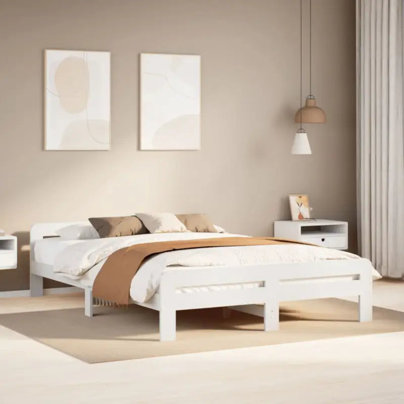 Bedframe van massief grenenhout voor een goede nachtrust - Wit / 140 x 200 cm - Bedden & bedframes