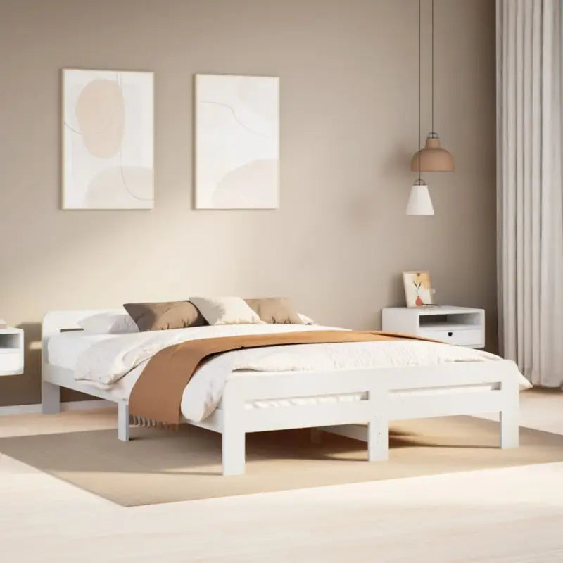 Bedframe van massief grenenhout voor een goede nachtrust - Wit / 140 x 190 cm - Bedden & bedframes
