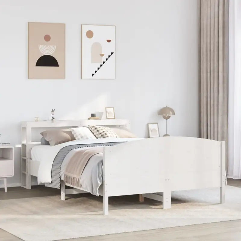 Bedframe van massief grenenhout voor een stabiele en duurzame slaapkamer - Wit / 150 x 200 cm - Bedden & bedframes
