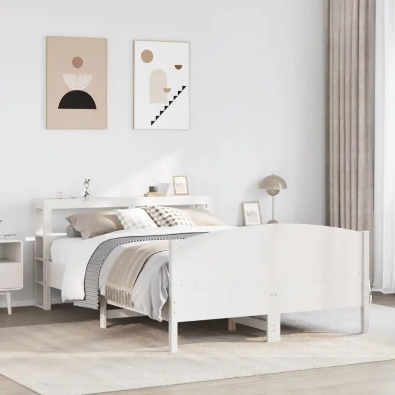 Bedframe van massief grenenhout voor een stabiele en duurzame slaapkamer - Wit / 160 x 200 cm - Bedden & bedframes
