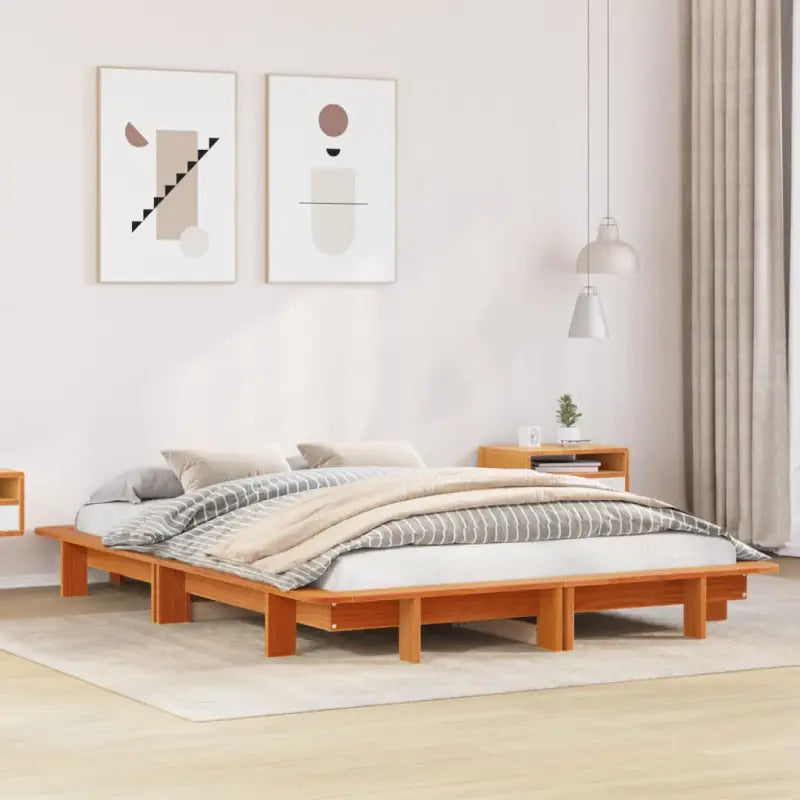 Bedframe van massief grenenhout voor een stabiele en duurzame slaapkamer - Wasbruin / 150 x 200 cm - Bedden & bedframes