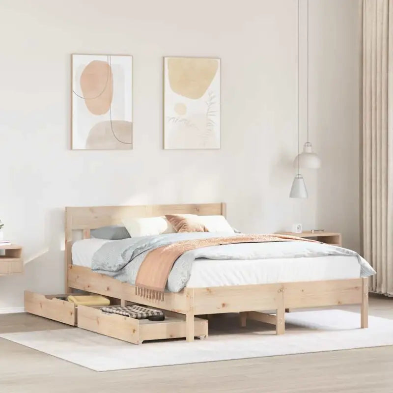 Bedframe van massief grenenhout voor een stabiele en duurzame slaapkamer - Naturel / 120 x 200 cm - Bedden & bedframes