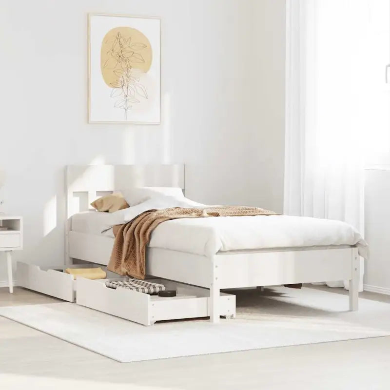 Bedframe van massief grenenhout voor een stabiele en duurzame slaapkamer - Wit / 100 x 200 cm - Bedden & bedframes