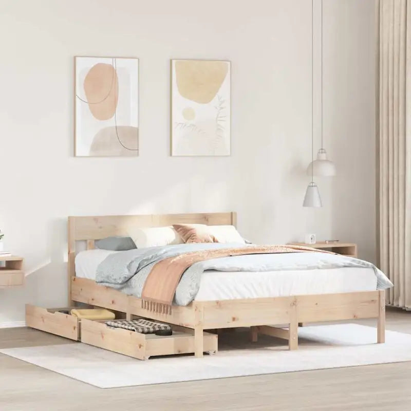 Bedframe van massief grenenhout voor een stabiele en duurzame slaapkamer - Naturel / 140 x 200 cm - Bedden & bedframes