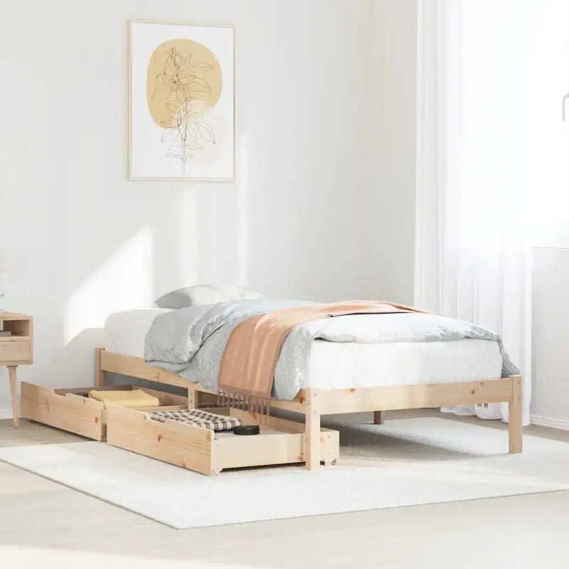 Bedframe van massief grenenhout voor een stabiele en duurzame slaap - Naturel / 100 x 200 cm - Bedden & bedframes