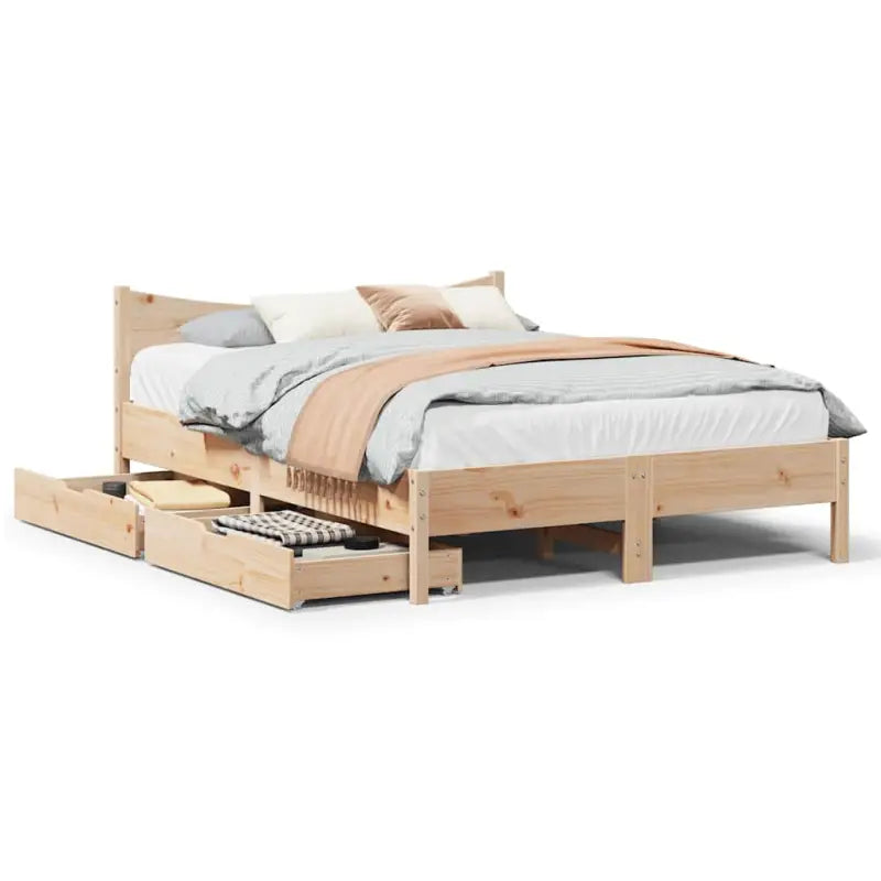 Bedframe van massief grenenhout voor een stabiele nachtrust - Naturel / 135 x 190 cm - Bedden & bedframes