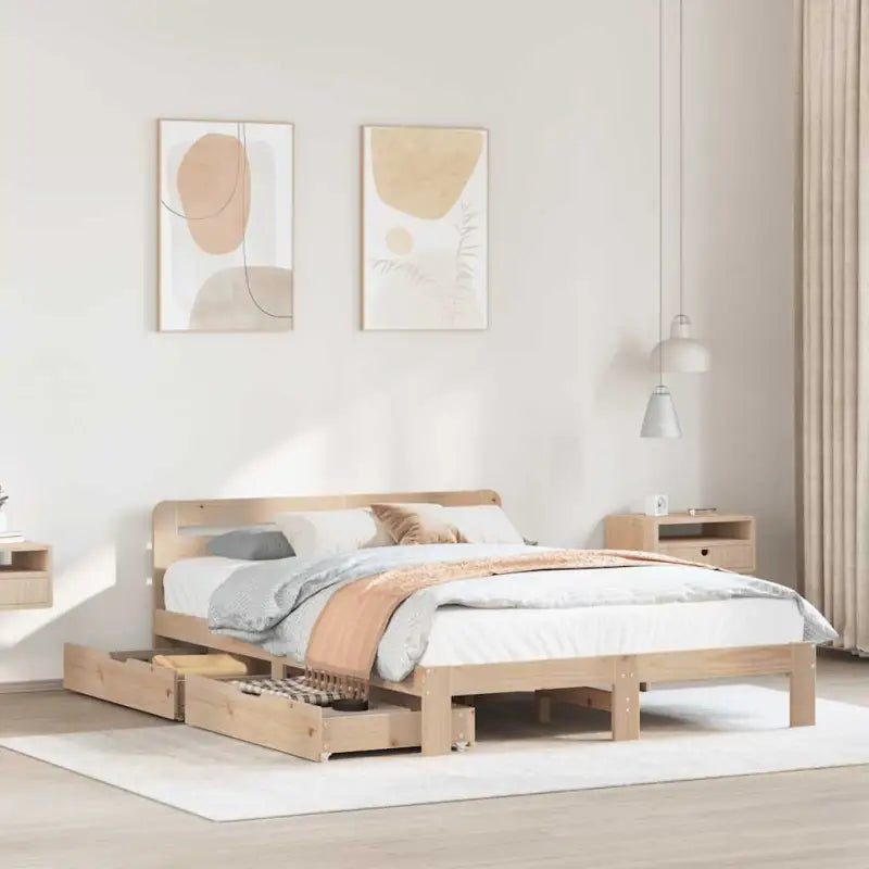 Bedframe van massief grenenhout voor een stabiele nachtrust - Naturel / 150 x 200 cm - Bedden & bedframes