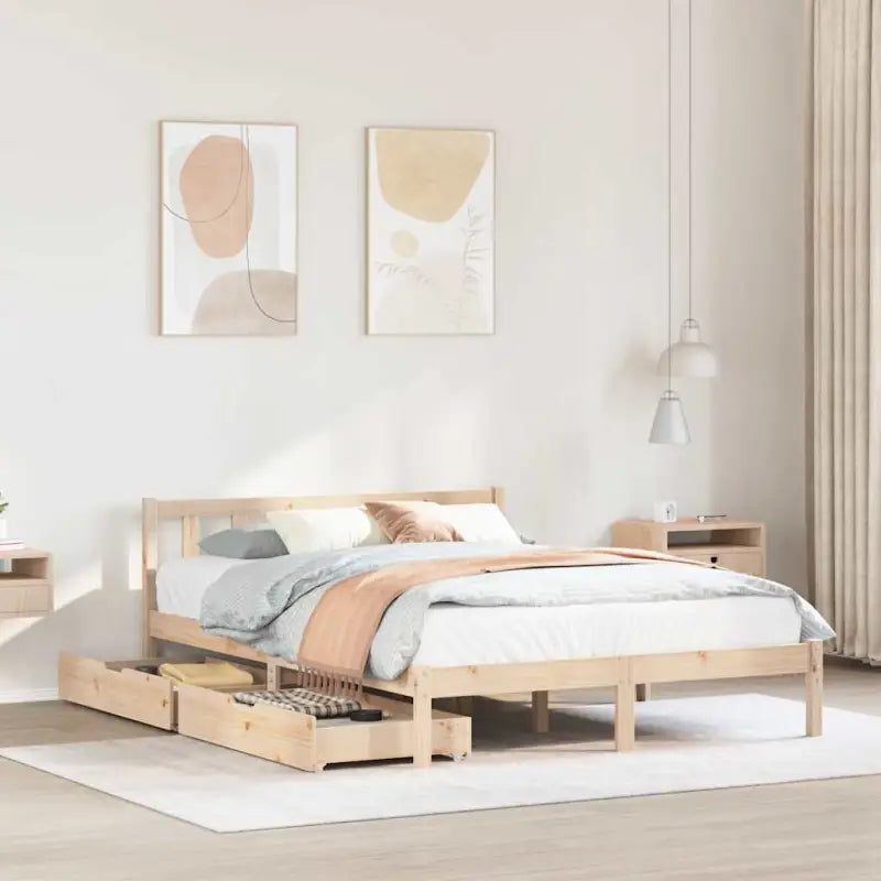 Bedframe van massief grenenhout voor een stabiele nachtrust - Naturel / 120 x 200 cm - Bedden & bedframes