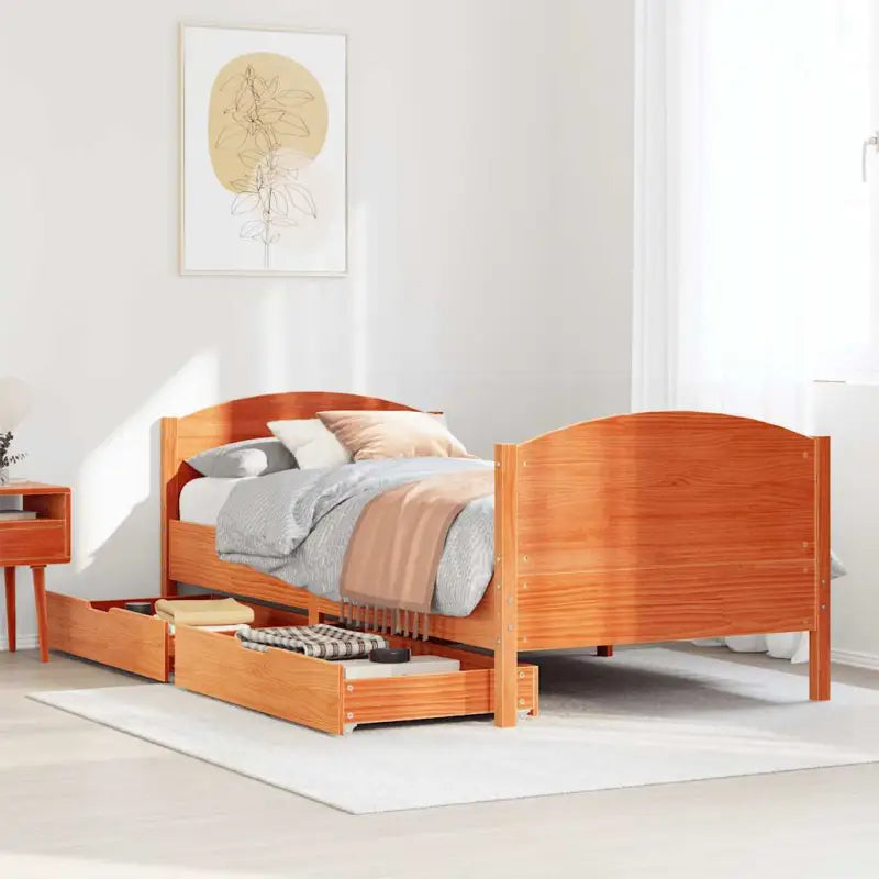 Bedframe van massief grenenhout voor een stabiele nachtrust - Wasbruin / 100 x 200 cm - Bedden & bedframes