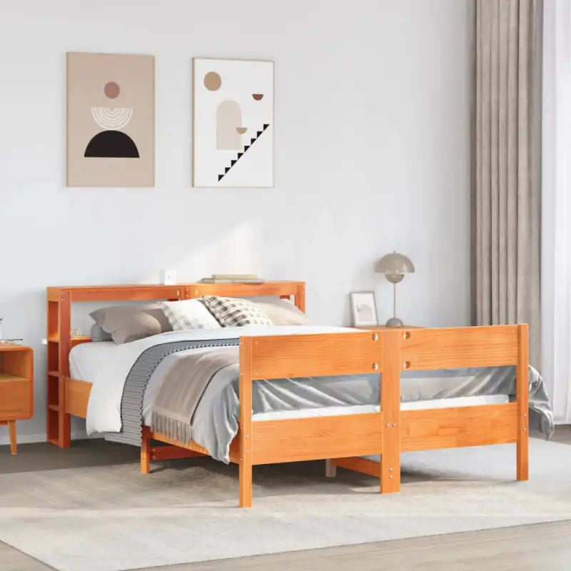 Bedframe van massief grenenhout voor een stabiele nachtrust - Wasbruin / 135 x 190 cm - Bedden & bedframes